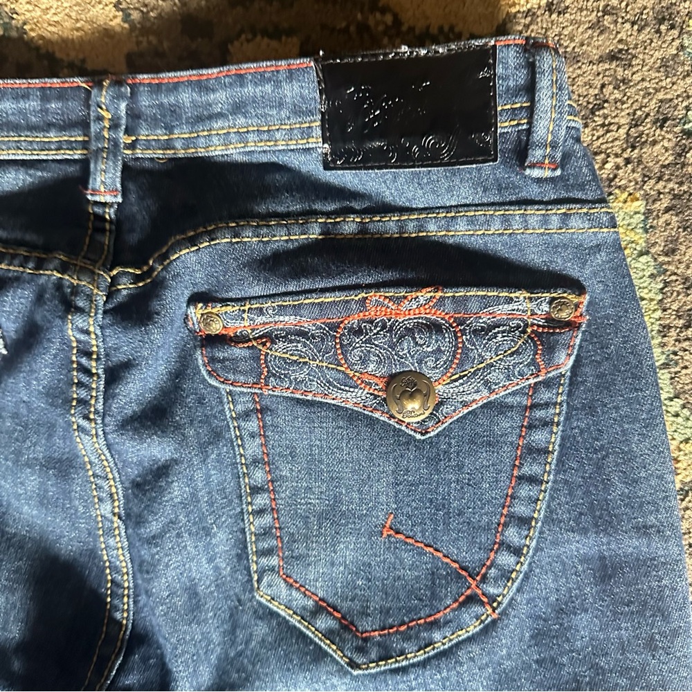 Apple Bottoms Blue Distressed Flare Jeans - Picture 4 of 4